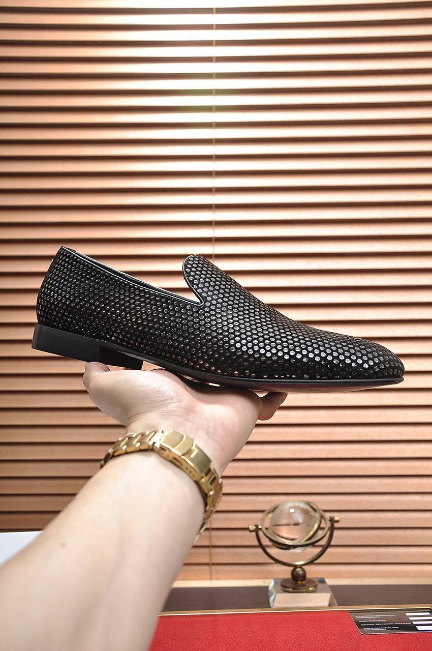 Versace Textured Black Slip-On Shoes — side