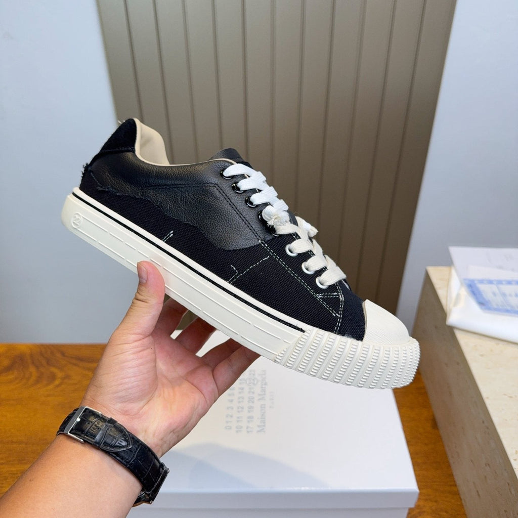 Maison Margiela Black and Off-White Low-Top Sneakers — side