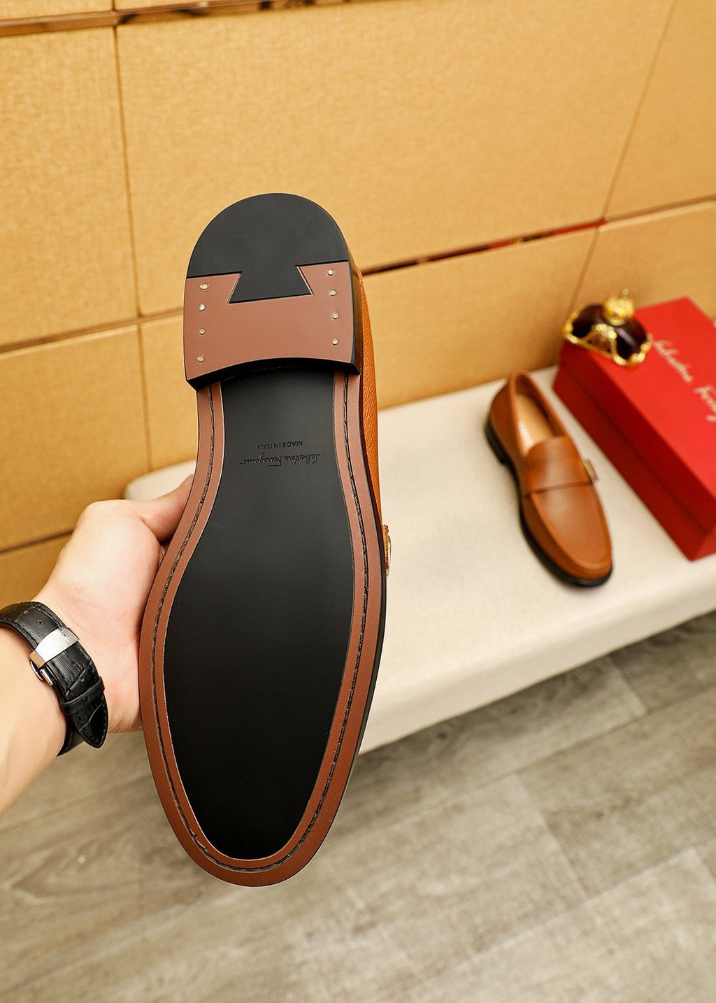 Ferragamo Buckle Leather Loafers — detail