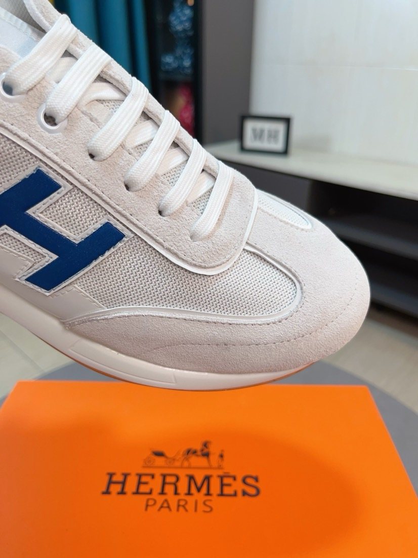 Hermès Blue H Overlay Sneakers — detail