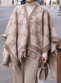 Fringed Patterned Cape — hero