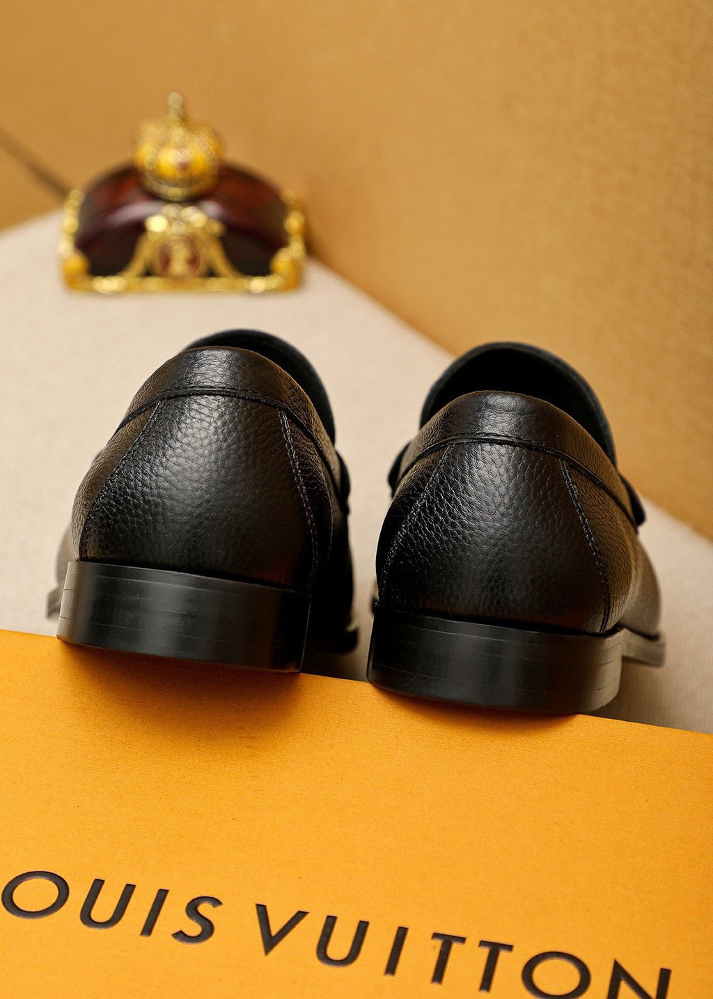 Louis Vuitton Black Pebbled Leather Loafers — back