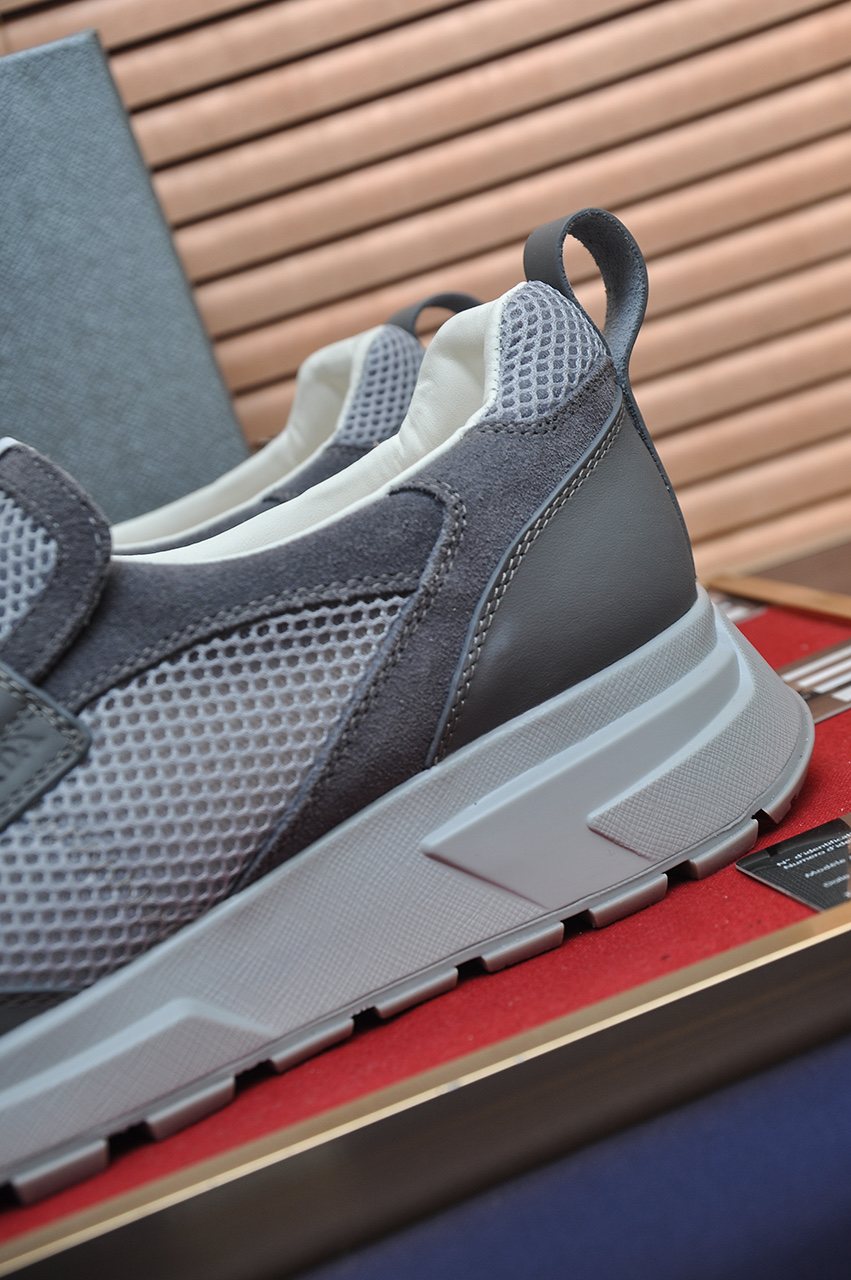 Prada Gray Strap Slip-On Sneakers — detail