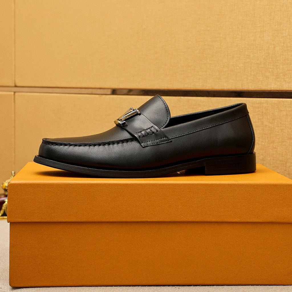 Louis Vuitton Black Metal Bar Loafers — side