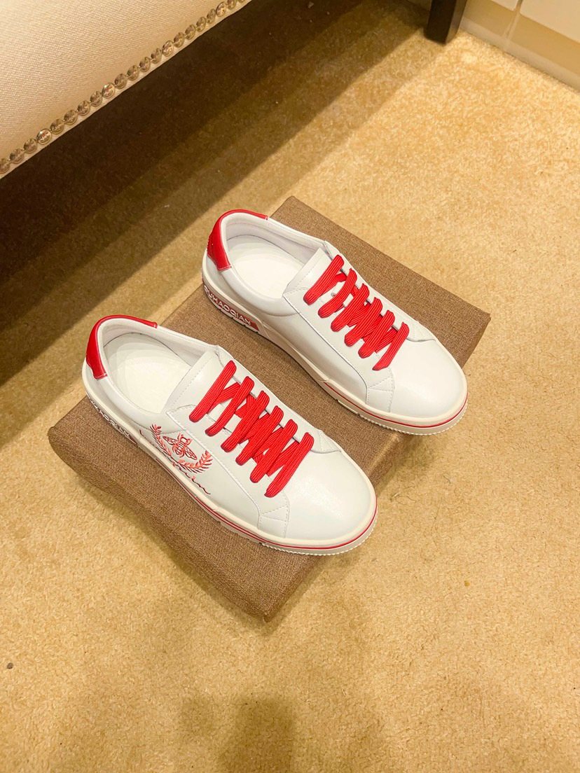 White & Red Graphic Low-Top Sneakers — front