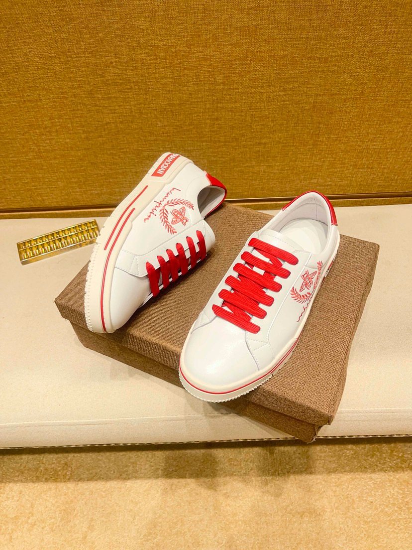 White & Red Graphic Low-Top Sneakers — side