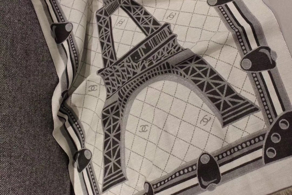 Chanel Eiffel Tower Pattern Scarf — detail