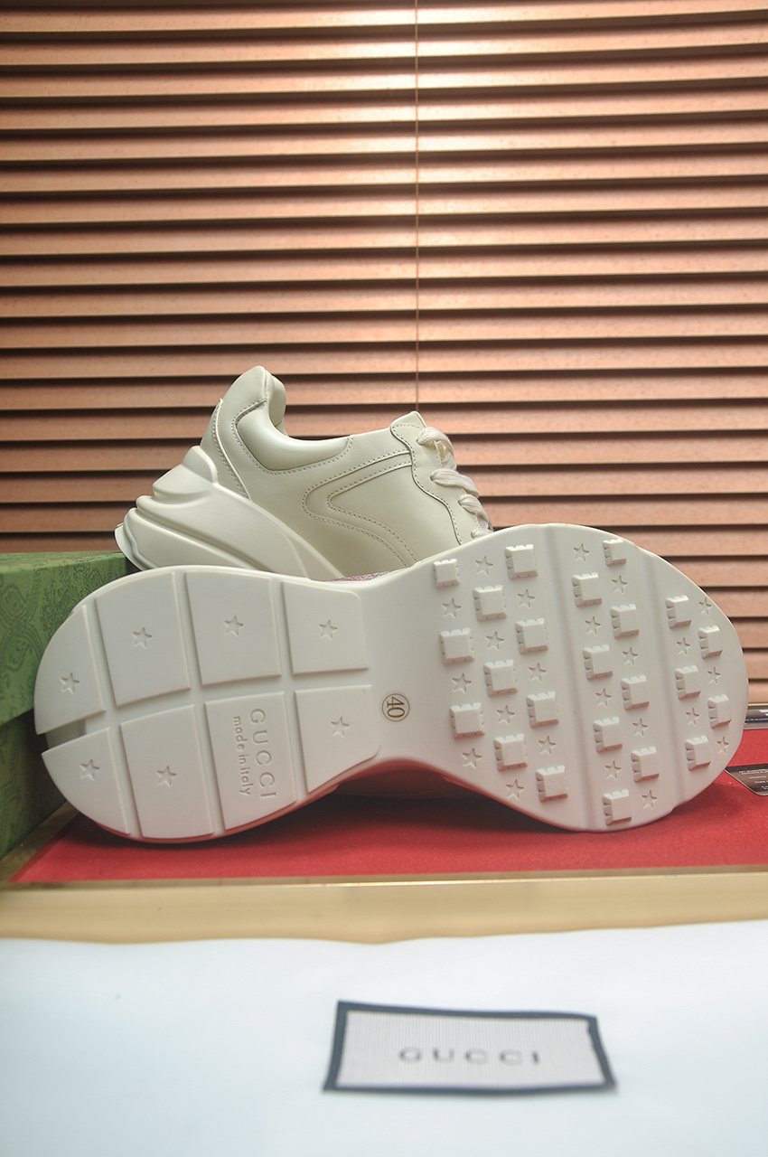 Gucci White Heart-Accent Chunky Sneakers — detail