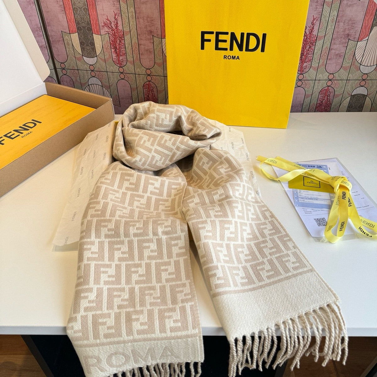 FENDI FF Fringed Scarf — front