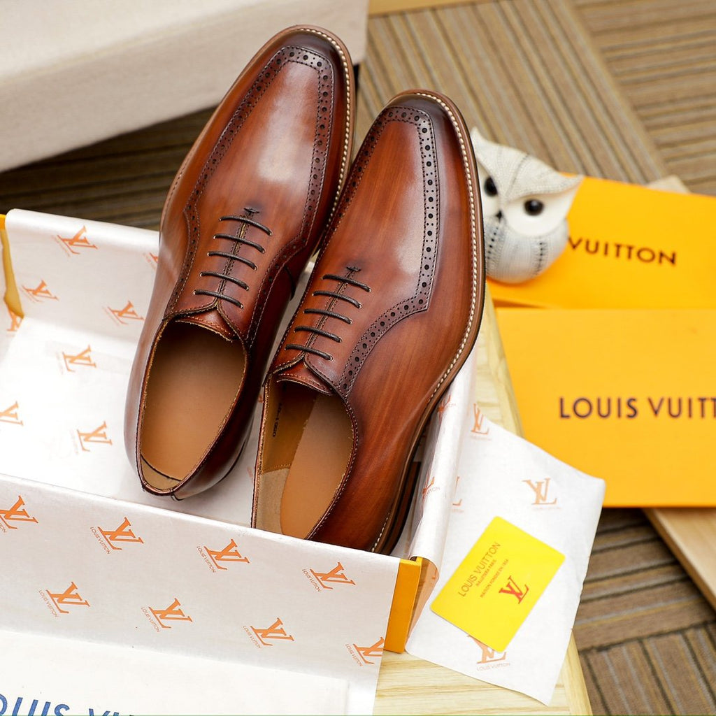 Louis Vuitton Brown Lace-Up Dress Shoes — side