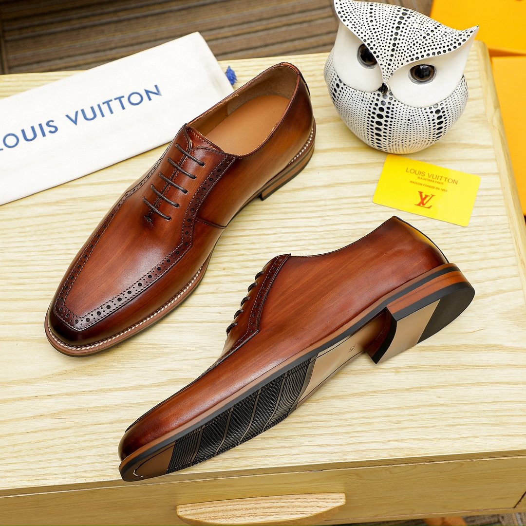 Louis Vuitton Brown Lace-Up Dress Shoes — side