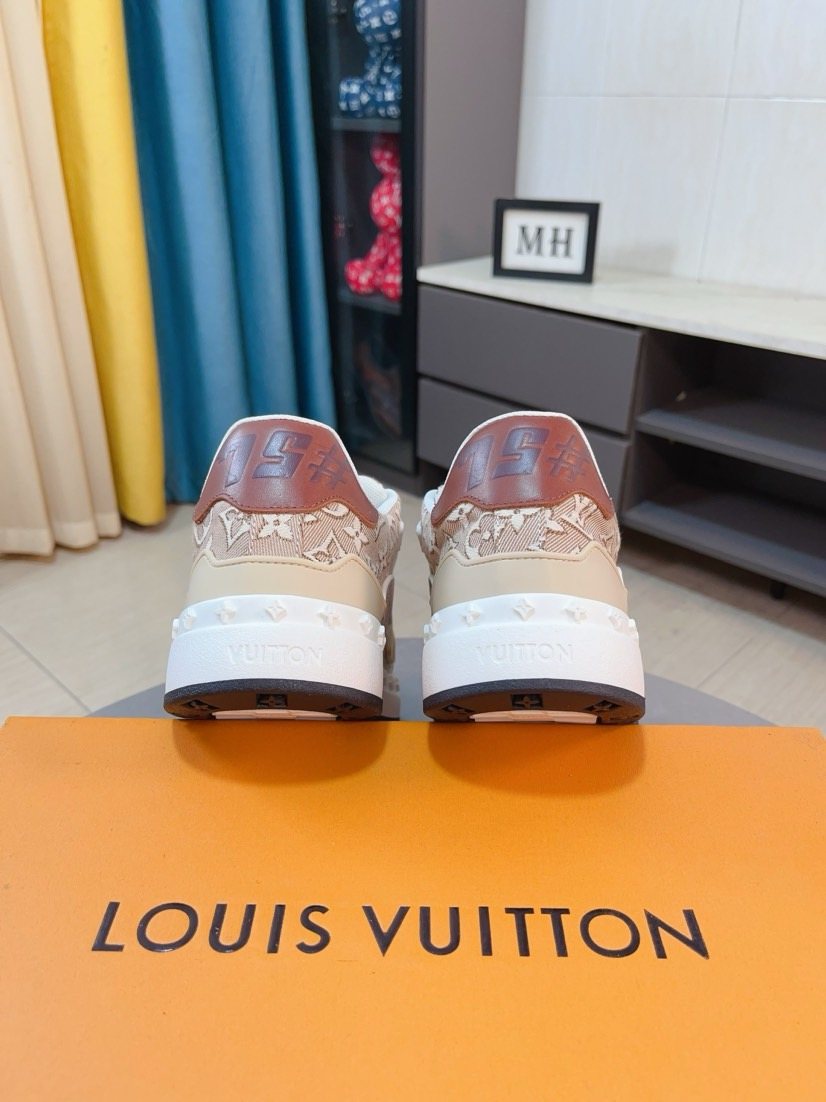 Louis Vuitton Beige-Brown Patterned Sneakers — back