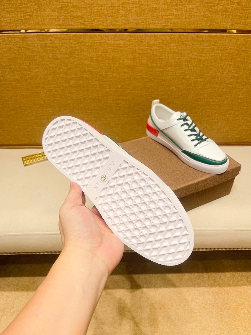White Green and Red Low-Top Sneakers — detail