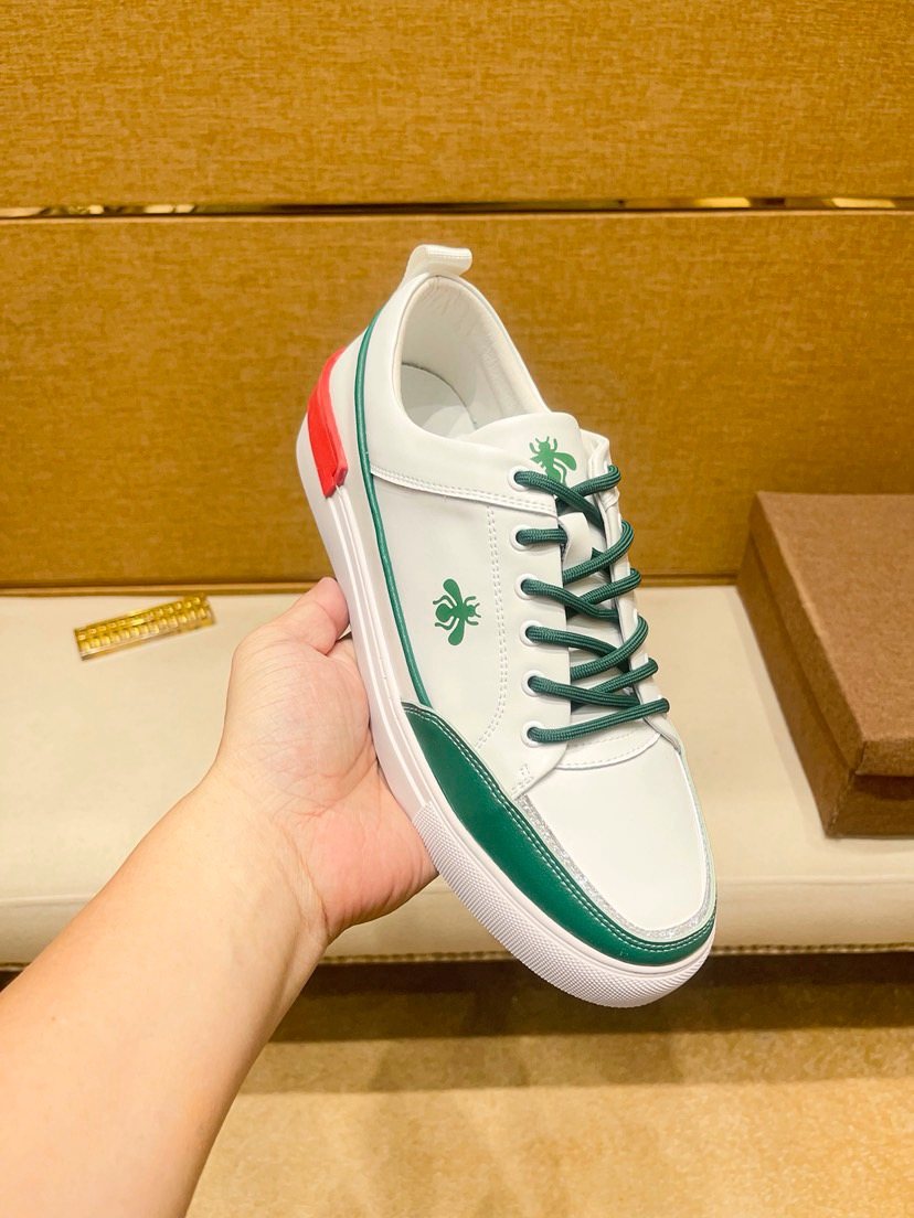 White Green and Red Low-Top Sneakers — front