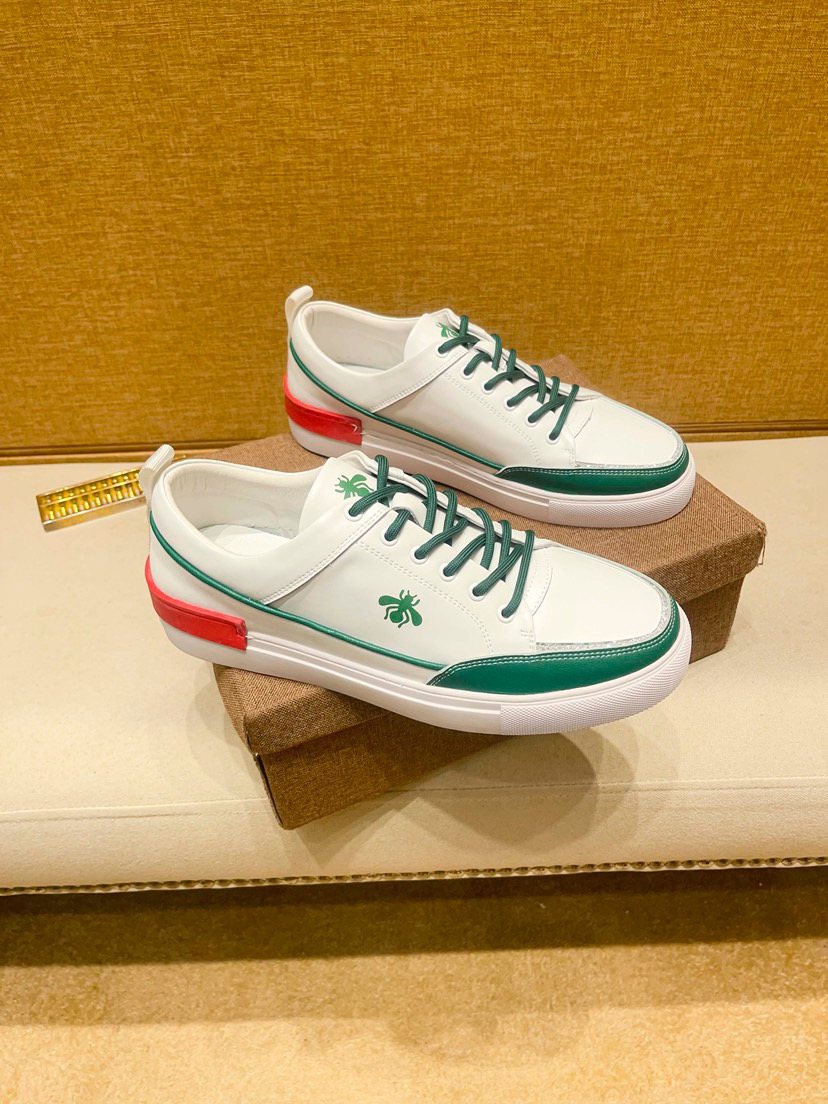 White Green and Red Low-Top Sneakers — hero