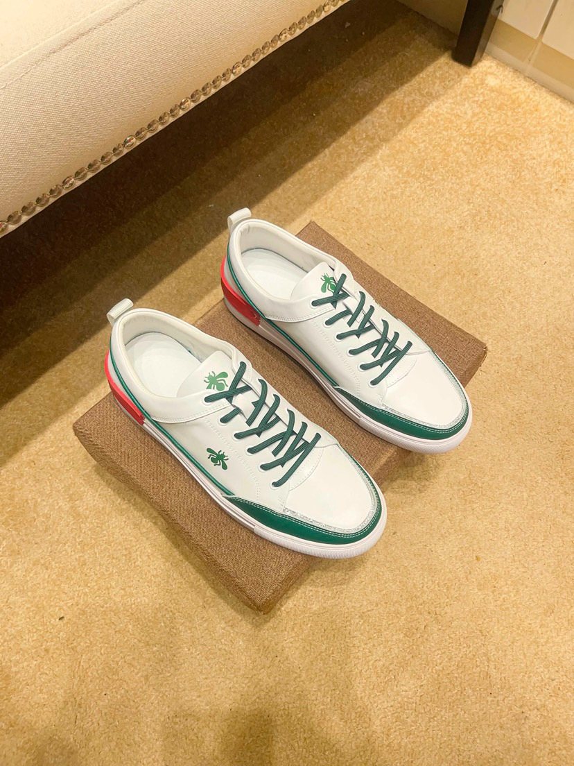 White Green and Red Low-Top Sneakers — front