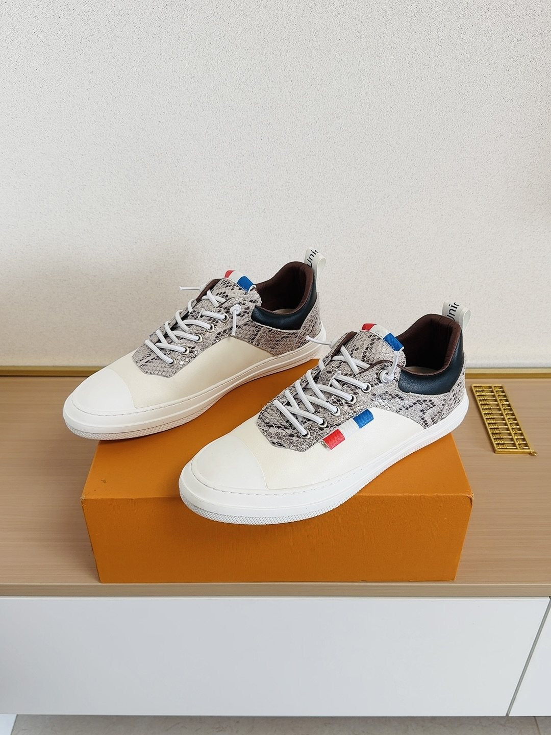 Louis Vuitton Men's Patterned-Panel Low-Top Sneakers — front