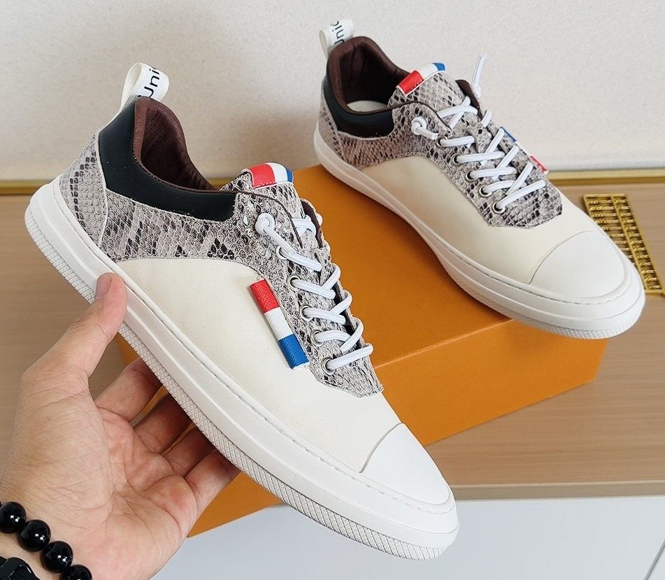 Louis Vuitton Men's Patterned-Panel Low-Top Sneakers — front