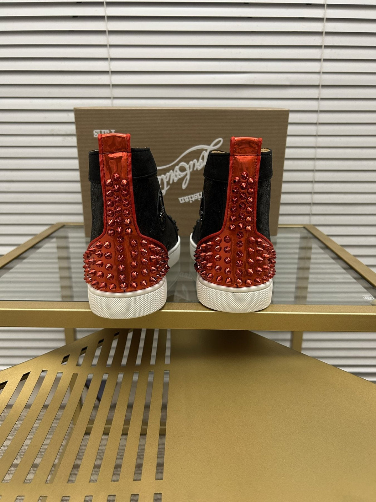 Christian Louboutin Perforated Toe High-Top Sneakers — back