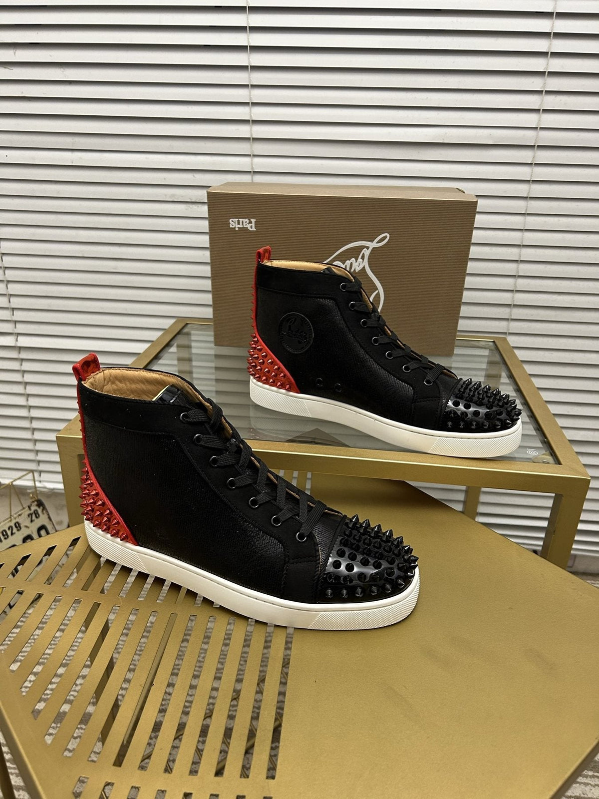 Christian Louboutin Perforated Toe High-Top Sneakers — side