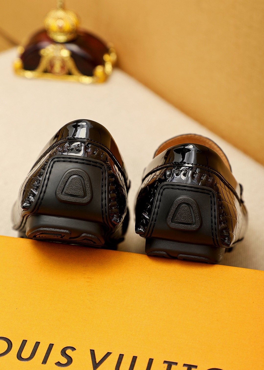 Louis Vuitton Black Embossed Loafers — back