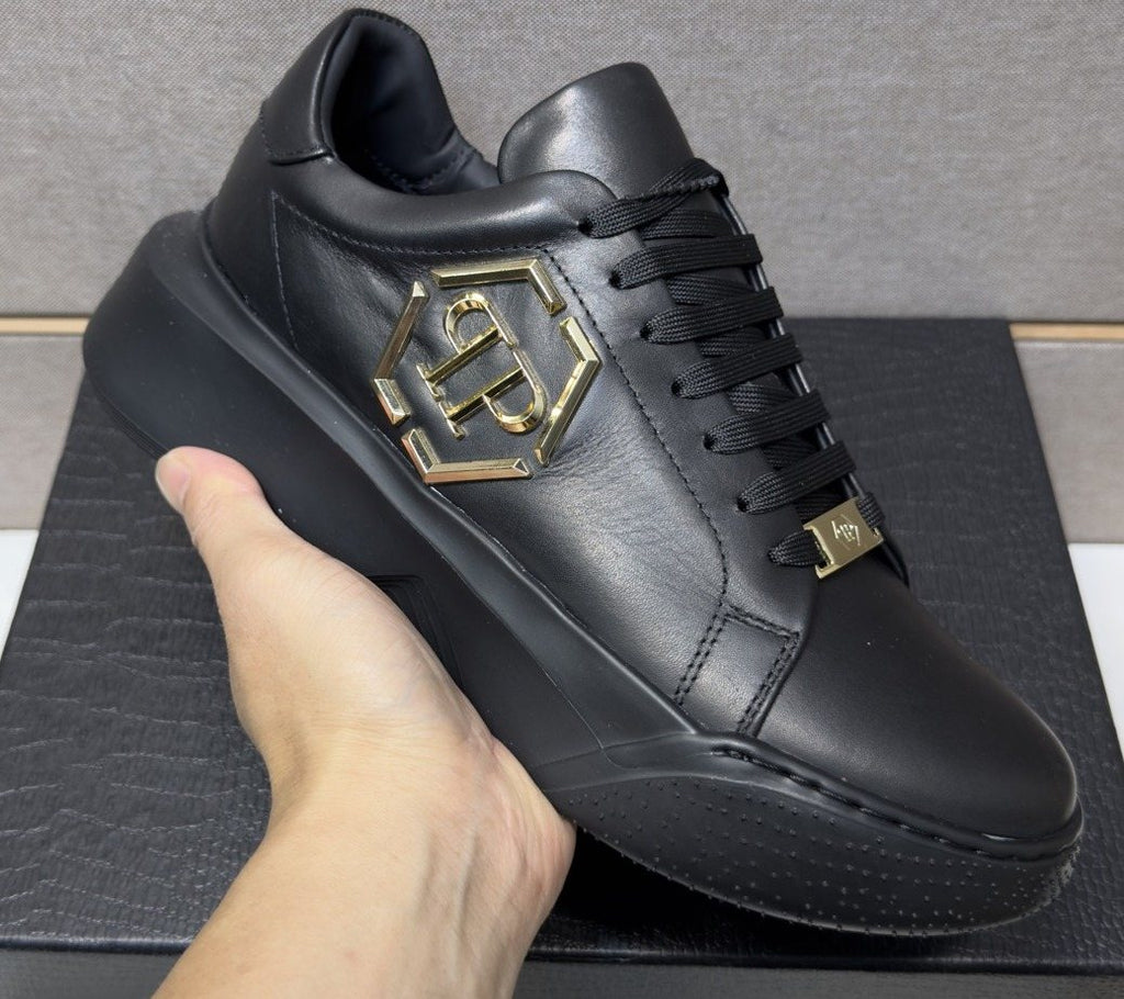 Philipp Plein Black Gold-Accent Sneakers — front