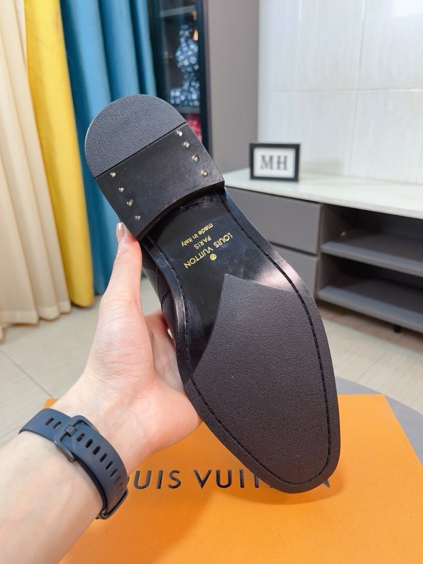 Louis Vuitton Embossed Logo Slip-On Dress Shoes — back