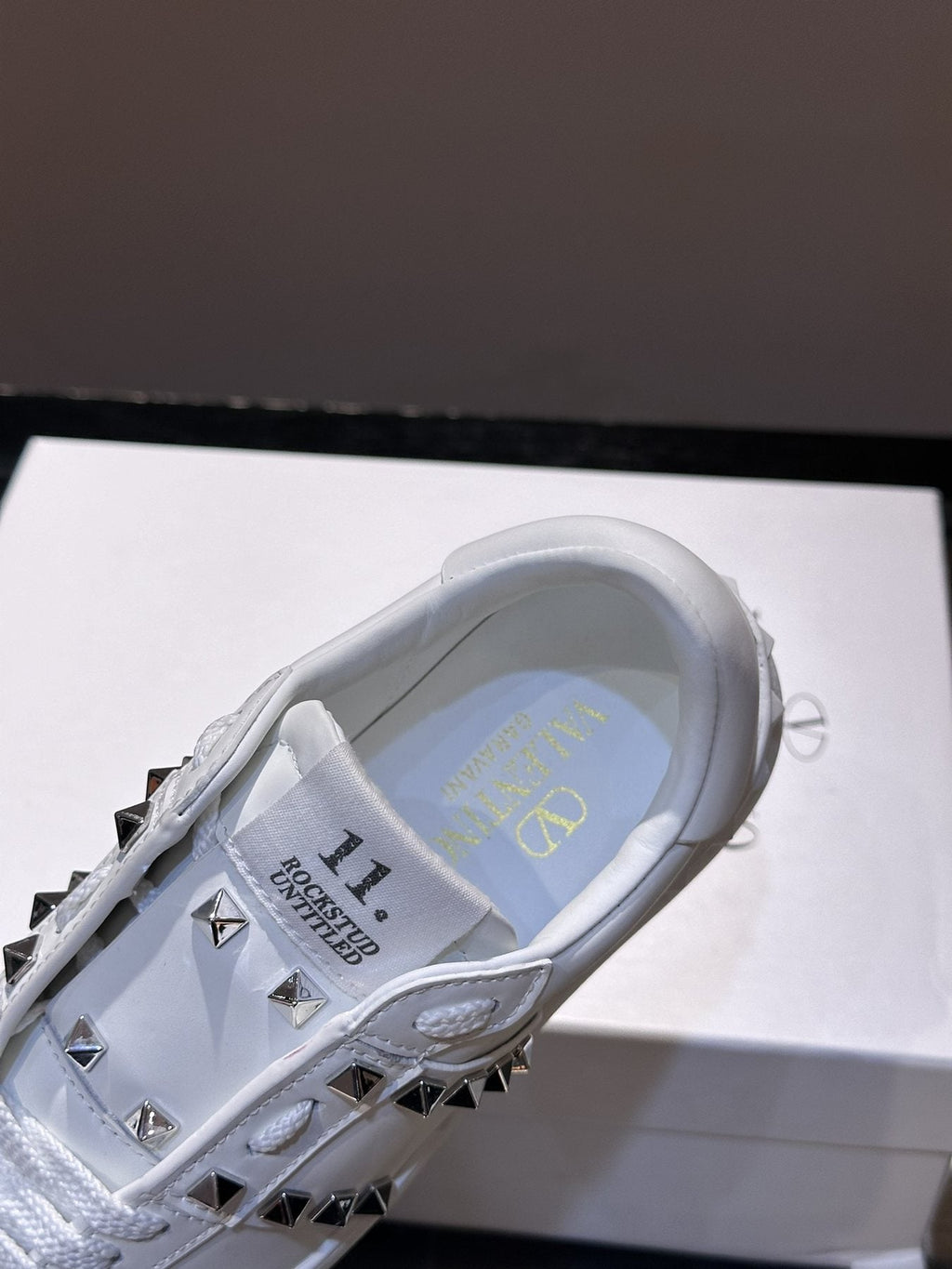 Valentino White Studded Low-Top Sneakers — detail