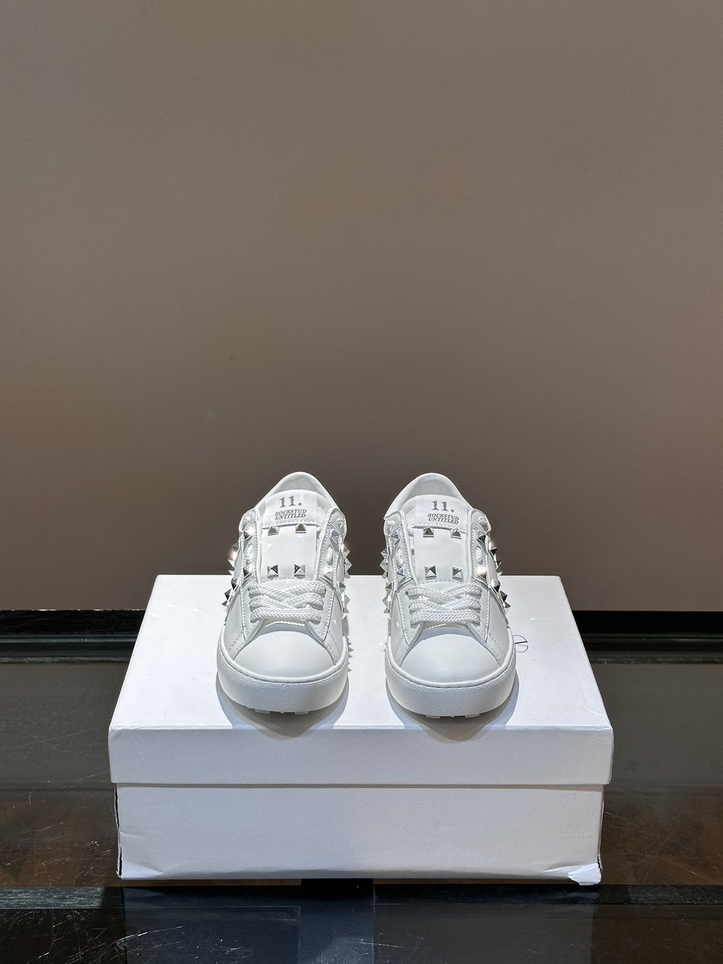 Valentino White Studded Low-Top Sneakers — hero