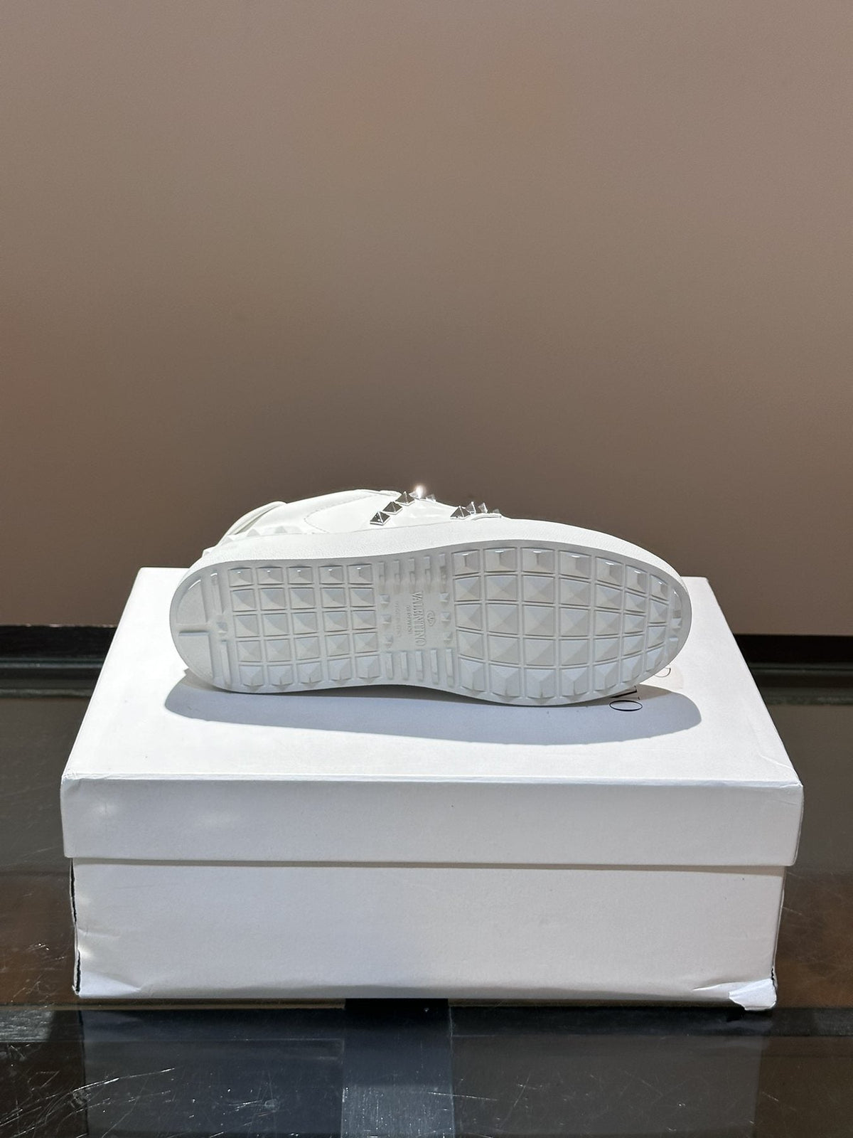 Valentino White Studded Low-Top Sneakers — detail