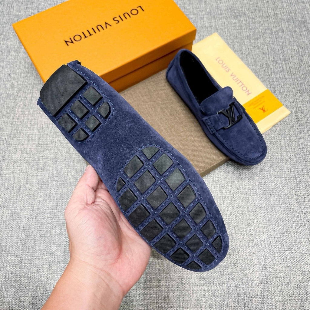 微商相册测试鞋子-Louis Vuitton Navy Blue Hardware Loafers — side