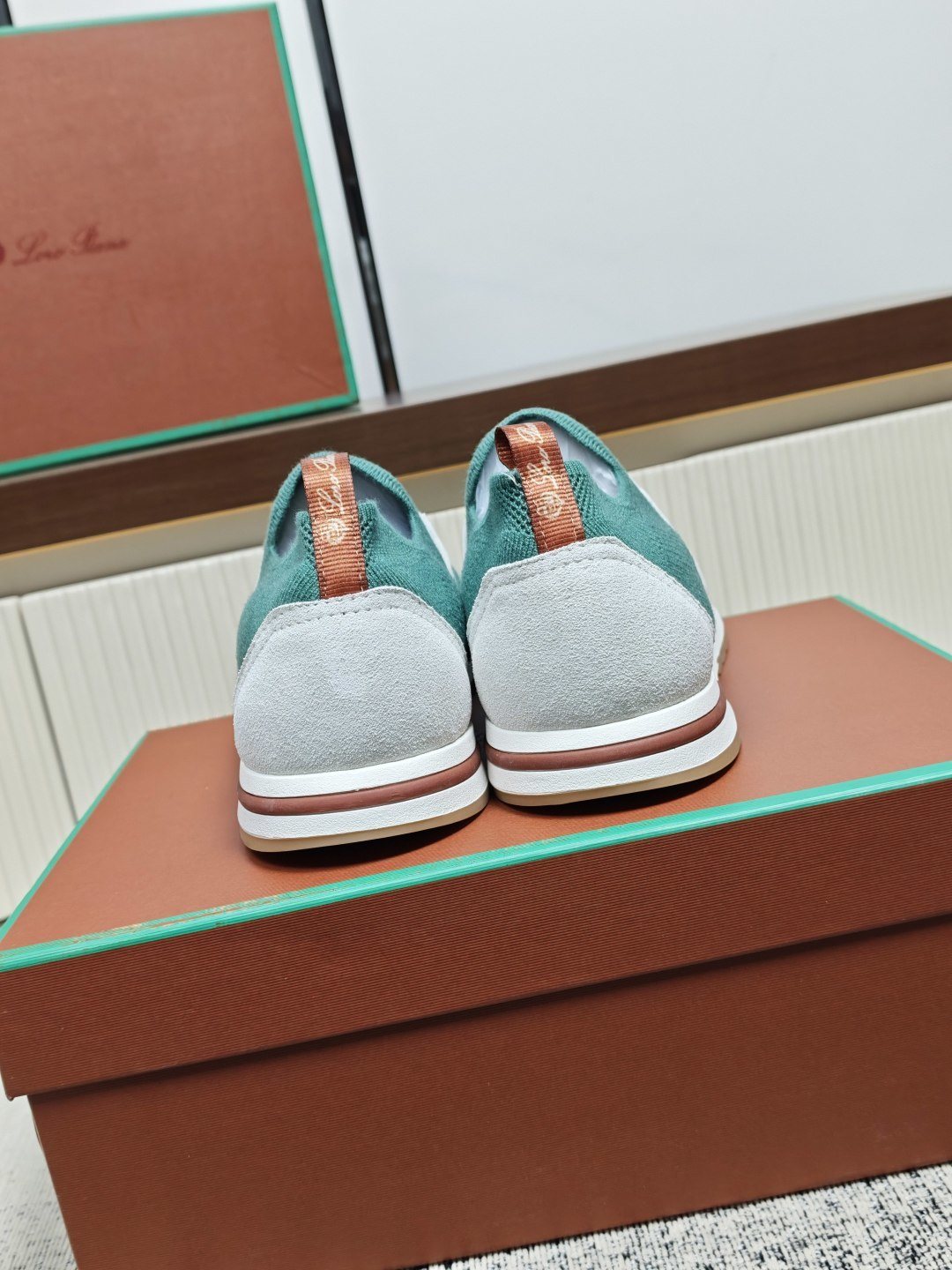 Teal Green Knit Slip-On Sneakers — back