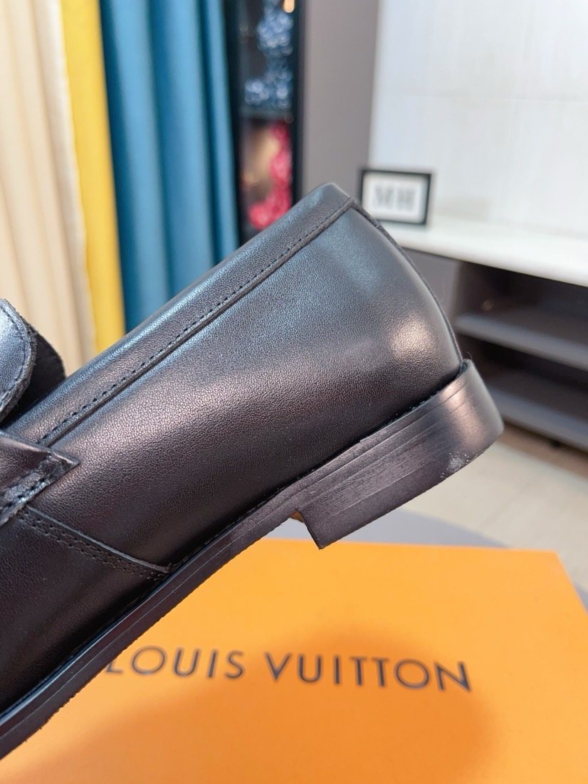 Louis Vuitton Dark Brown Buckle Loafers — side