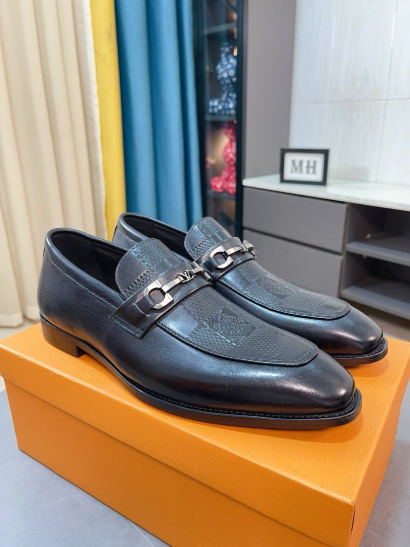 Louis Vuitton Dark Brown Buckle Loafers — side