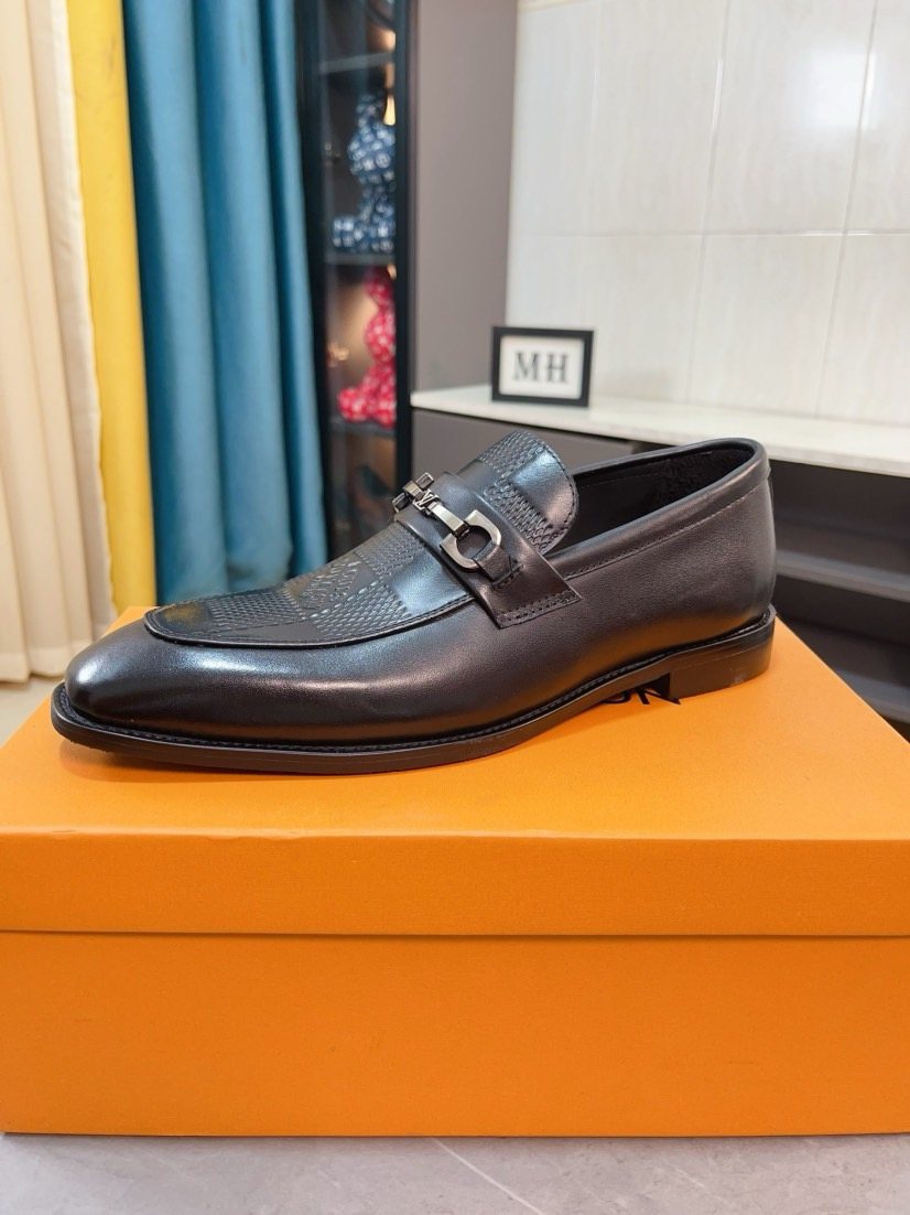 Louis Vuitton Dark Brown Buckle Loafers — model