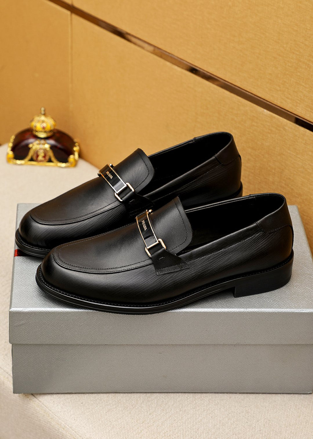 Prada Black Buckle Loafers — front