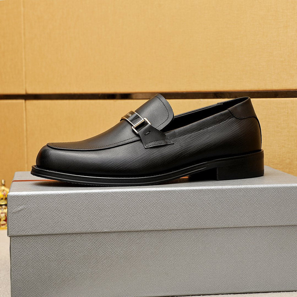 Prada Black Buckle Loafers — side