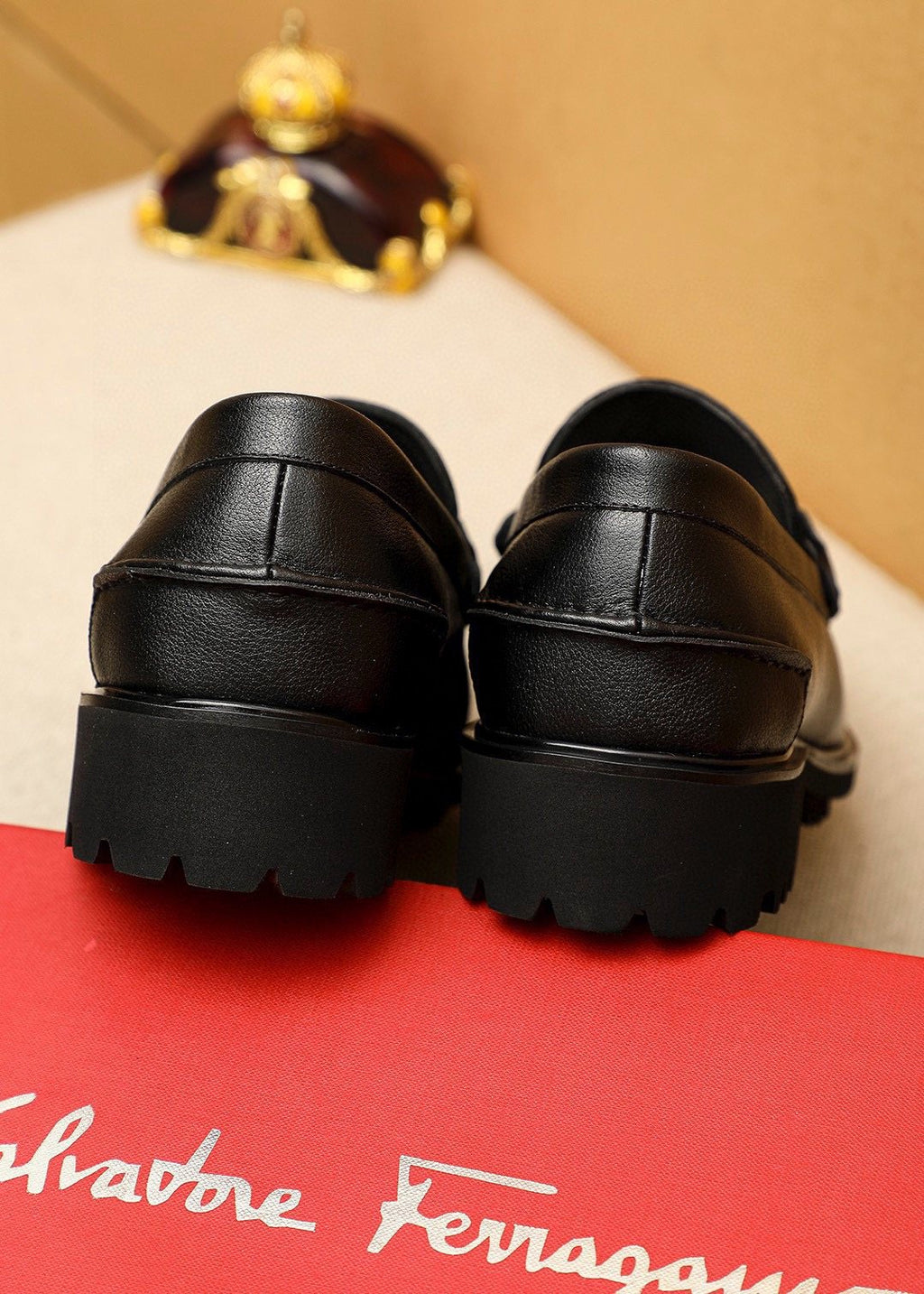 Ferragamo Black Hardware Loafers — back