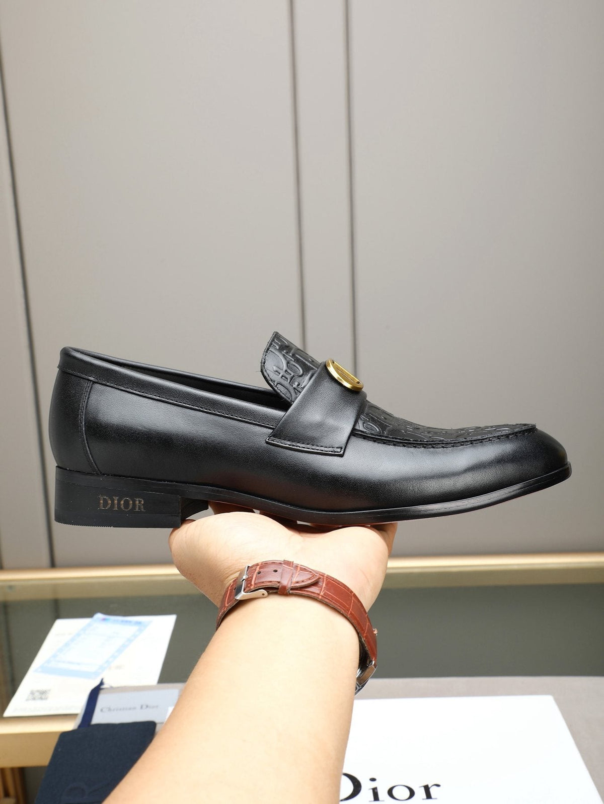 Dior Black Buckle Loafers — side