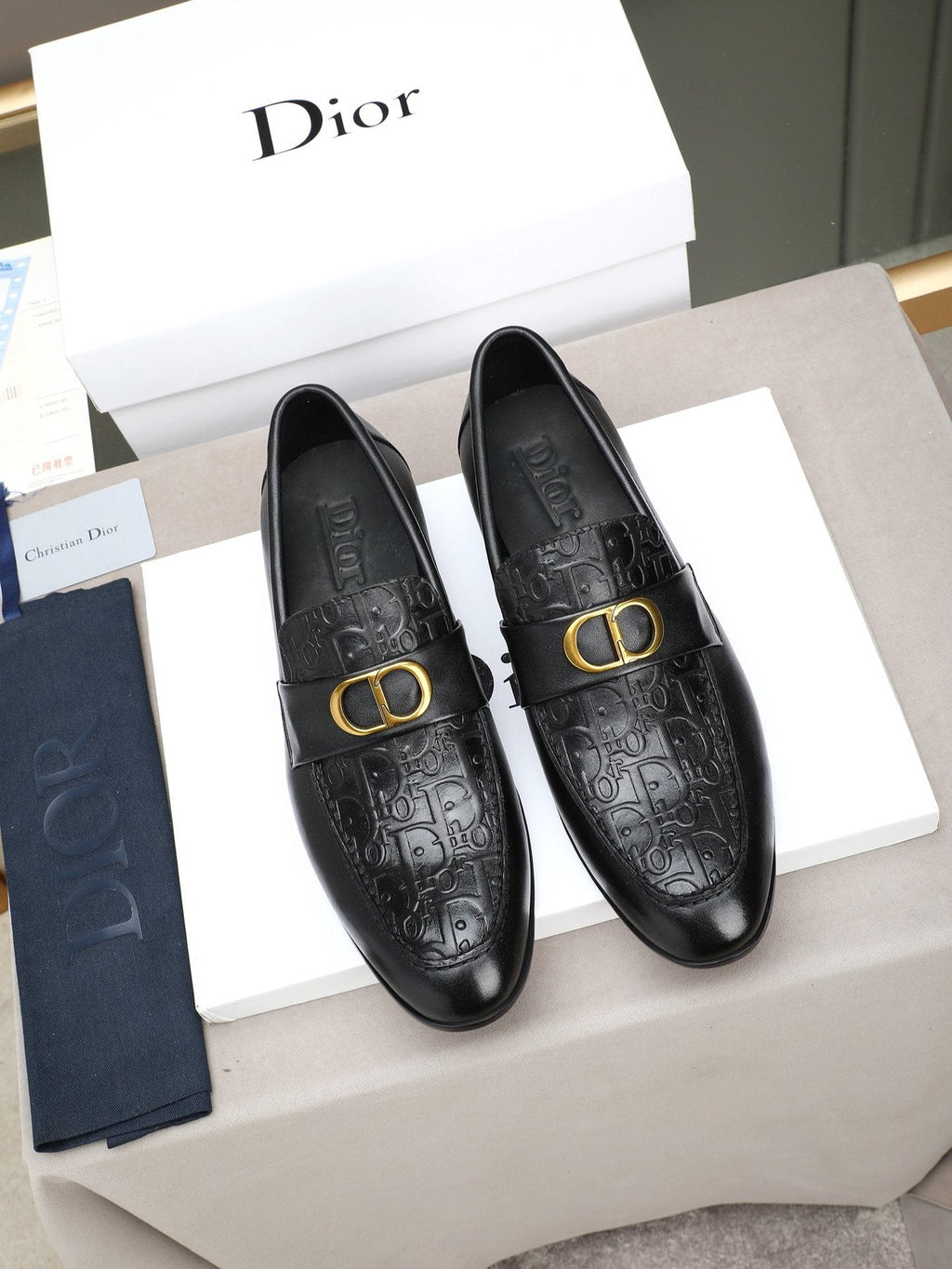 Dior Black Buckle Loafers — front