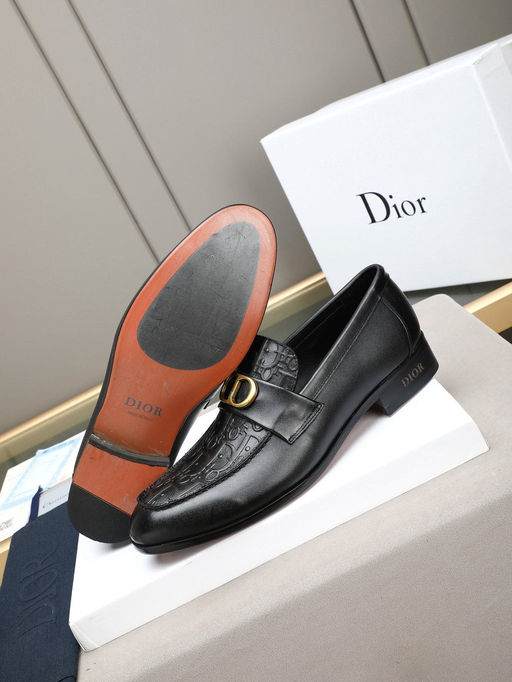 Dior Black Buckle Loafers — side