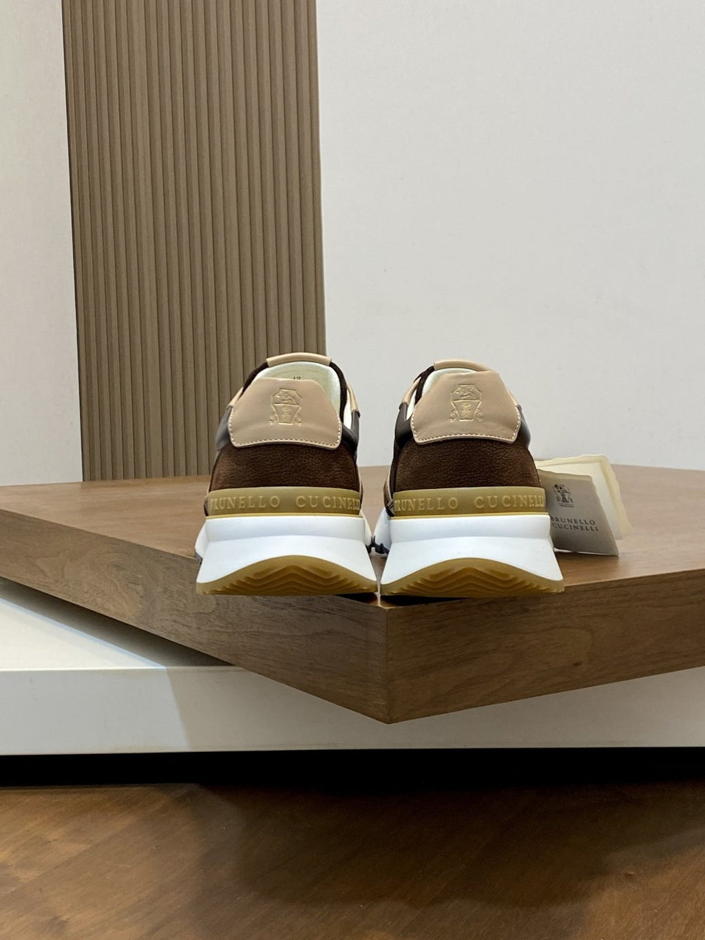 Brunello Cucinelli Brown and Cream Men's Sneakers — back