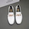Versace White Textured Slip-On Loafers — hero