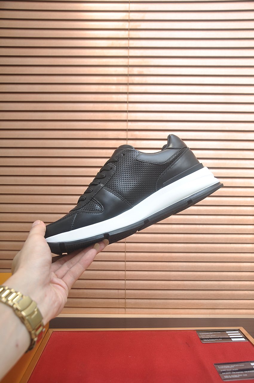 Louis Vuitton Black and White Low-Top Sneakers — side