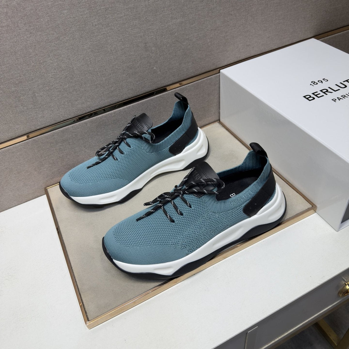 Berluti Dusty Blue Lace-Up Sneakers — front