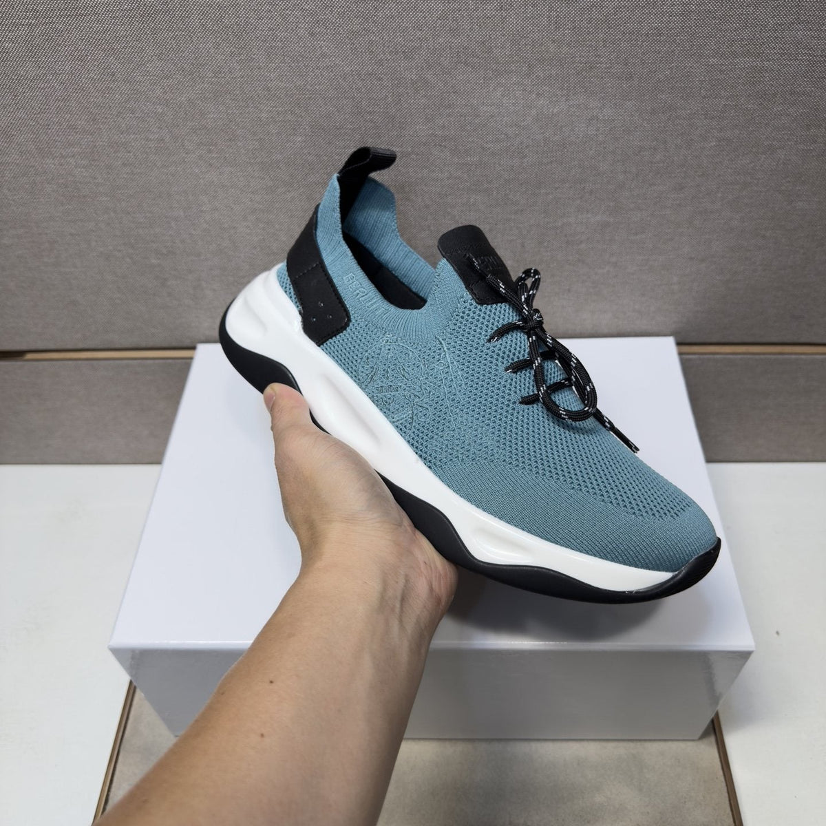 Berluti Dusty Blue Lace-Up Sneakers — model