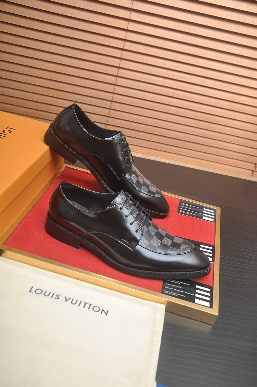 Louis Vuitton Checkerboard Lace-Up Dress Shoes — front