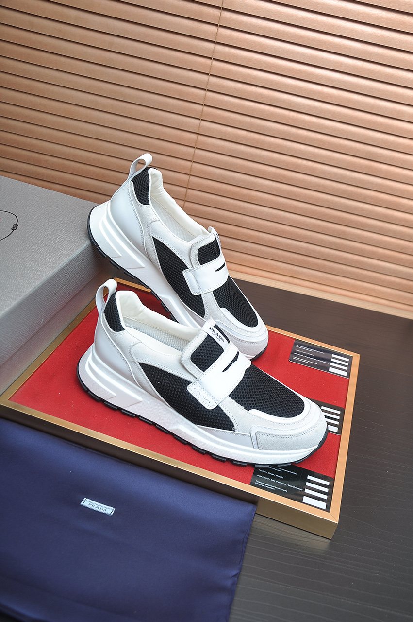 Prada Color-Block Mesh Sneakers — back