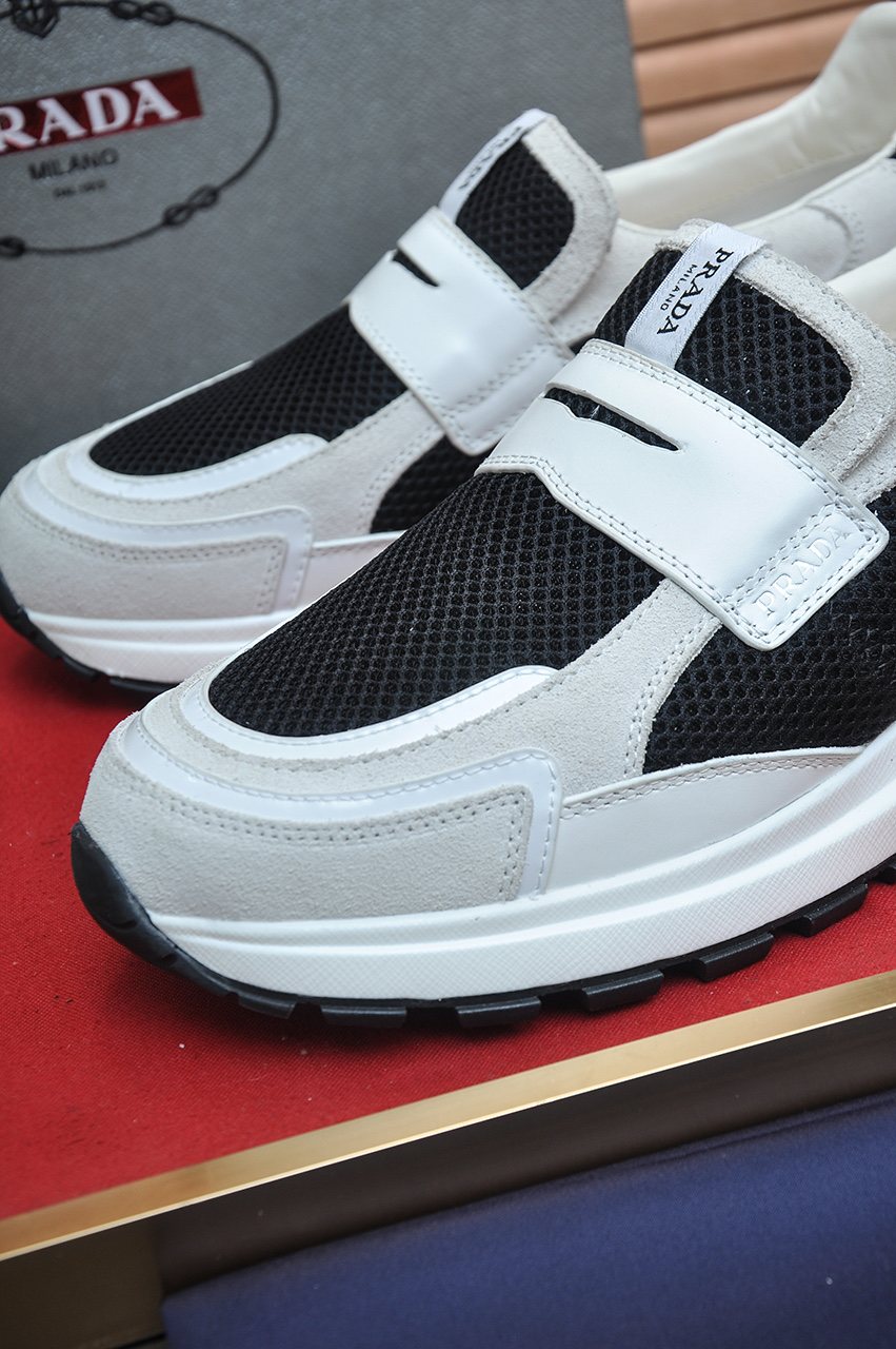 Prada Color-Block Mesh Sneakers — detail