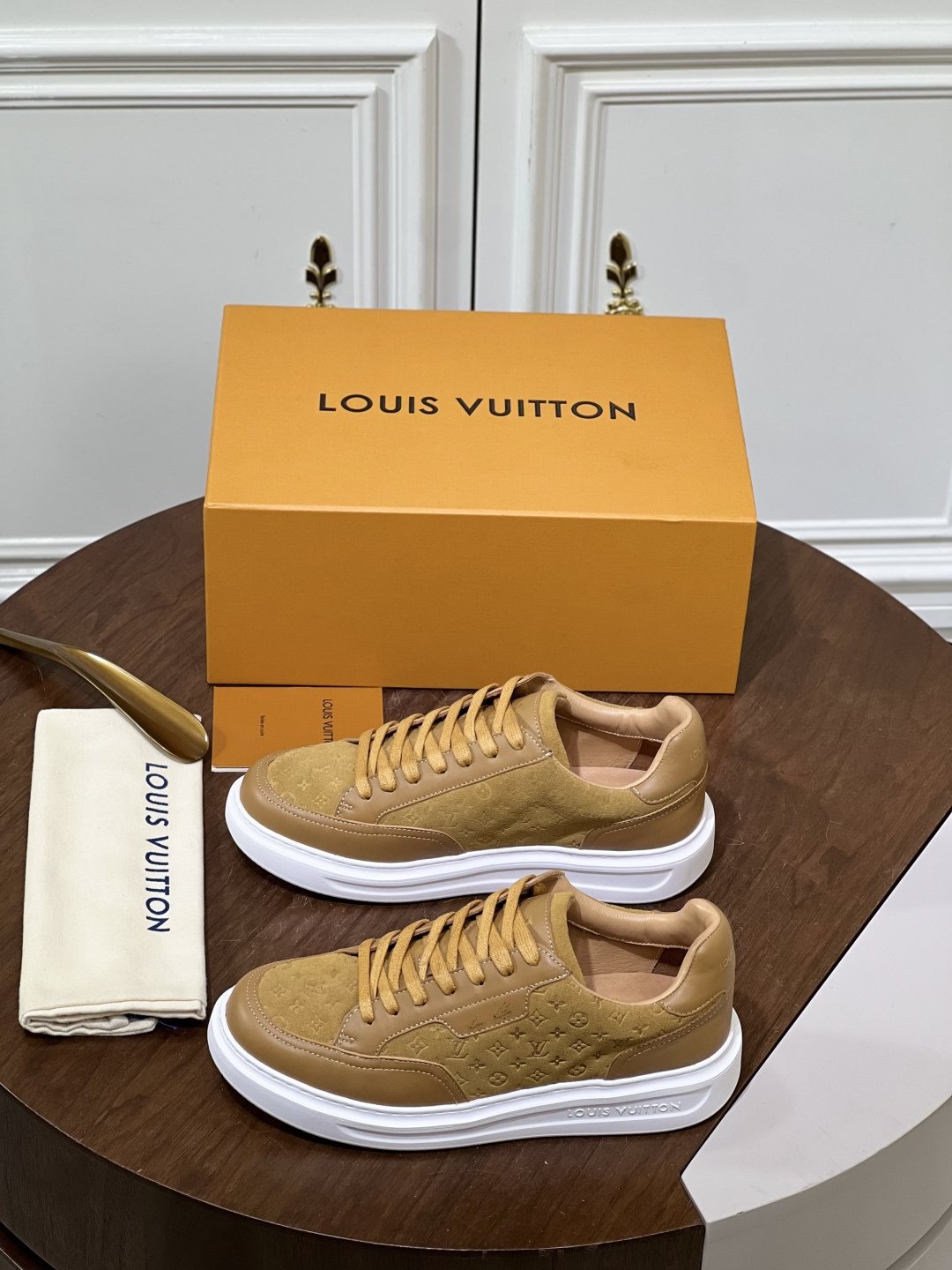 Louis Vuitton Tan Monogram Low-Top Sneakers — hero